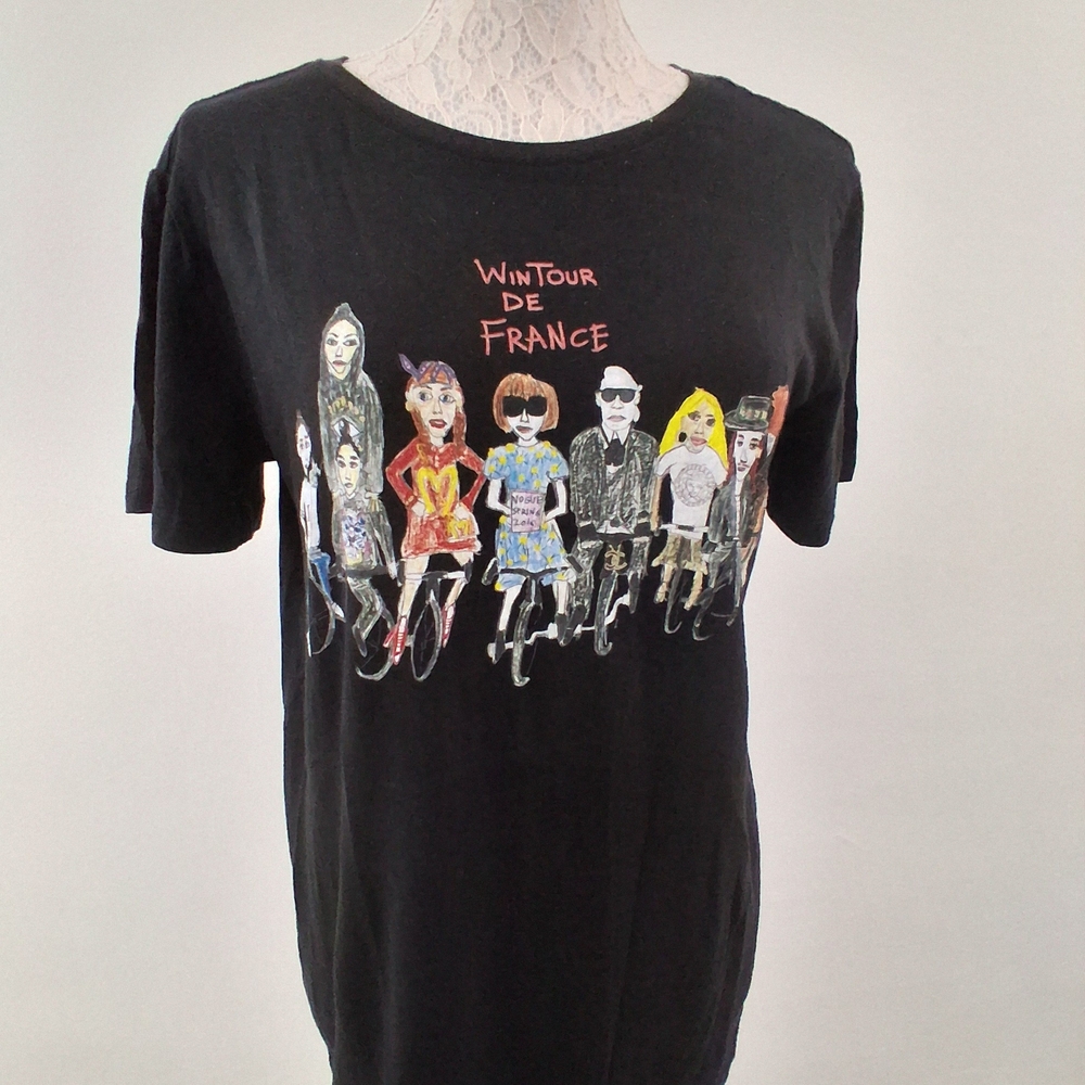 Black Graphic T-Shirt with Colorful Print